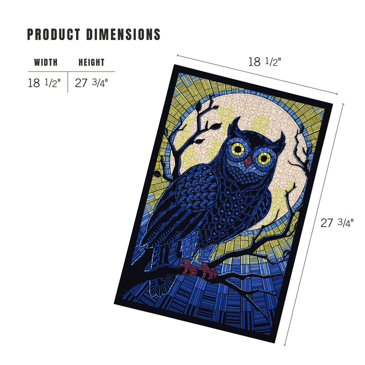 Owl, Paper Mosaic, Jigsaw Puzzle Puzzle Lantern Press 