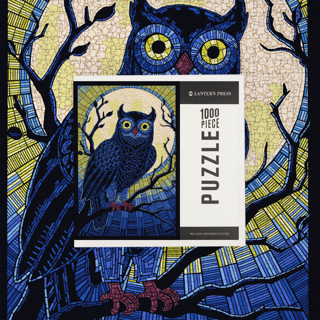 Owl, Paper Mosaic, Jigsaw Puzzle Puzzle Lantern Press 
