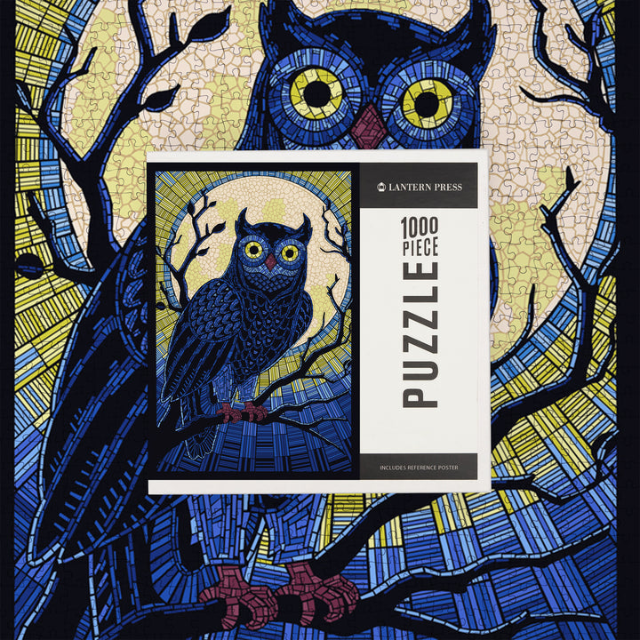 Owl, Paper Mosaic, Jigsaw Puzzle Puzzle Lantern Press 