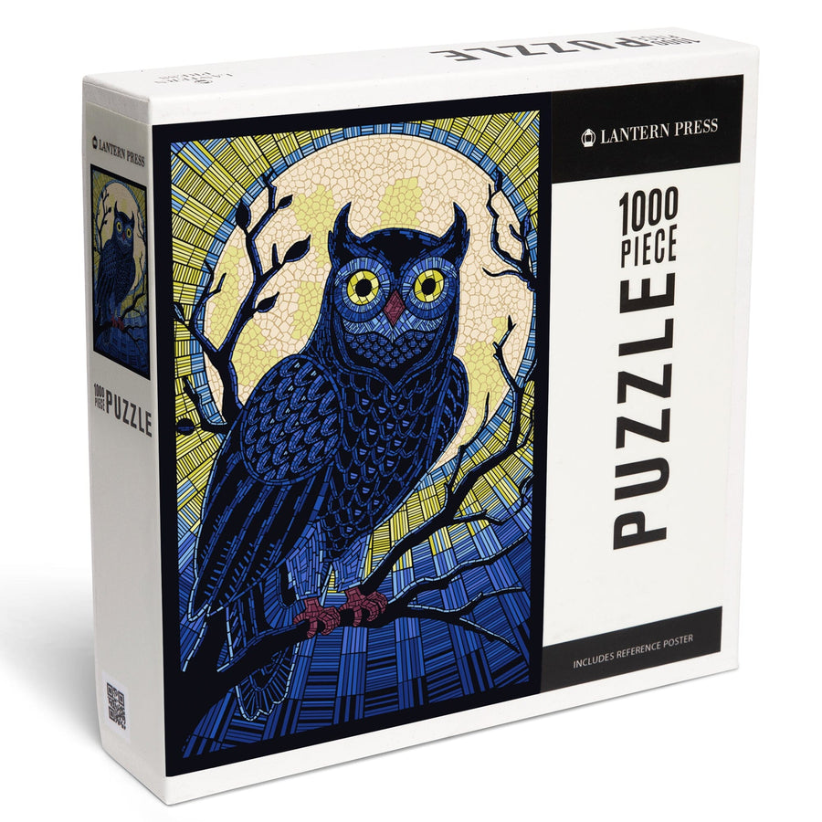 Owl, Paper Mosaic, Jigsaw Puzzle Puzzle Lantern Press 