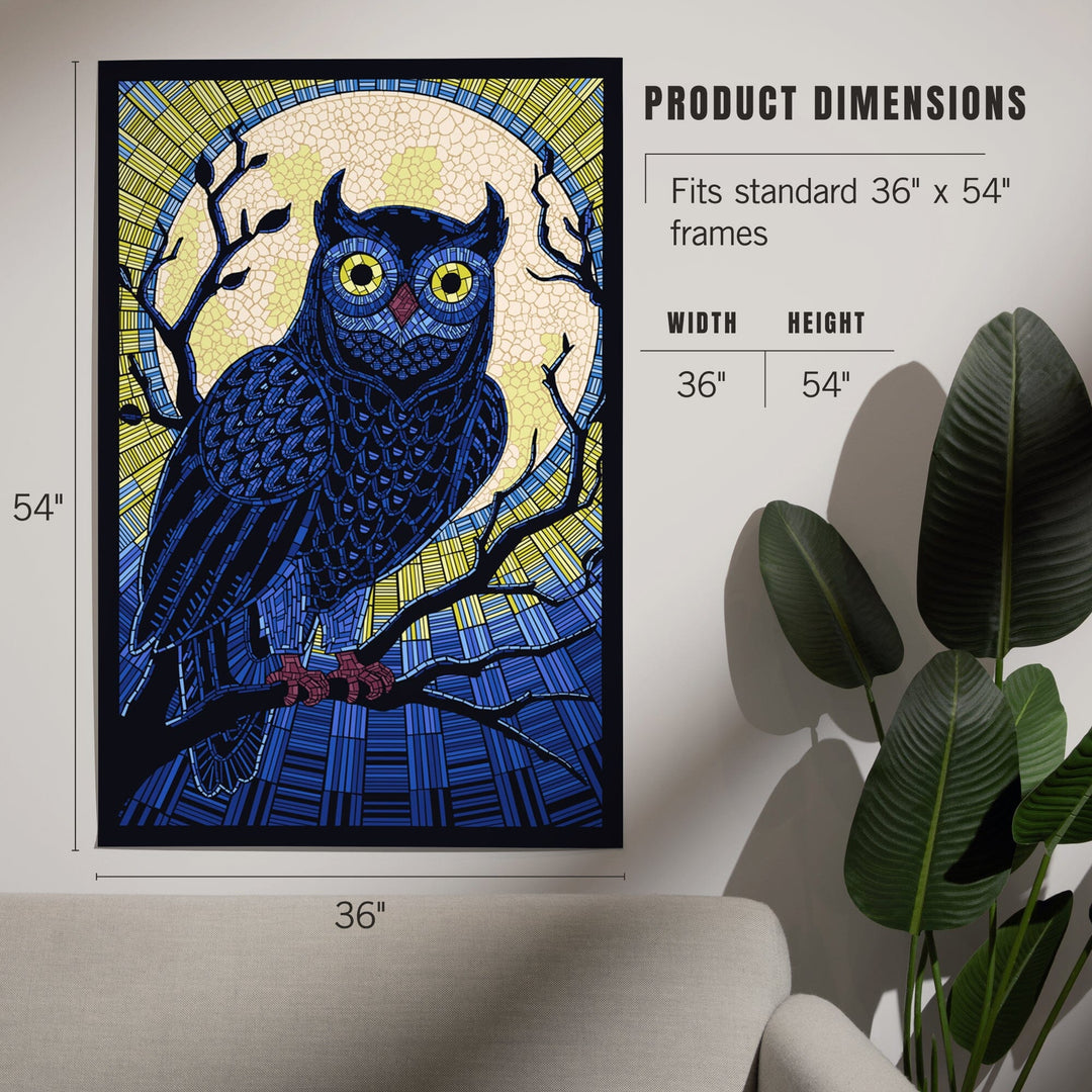 Owl, Paper Mosaic, Lantern Press Artwork, Art Prints and Metal Signs Art Lantern Press 