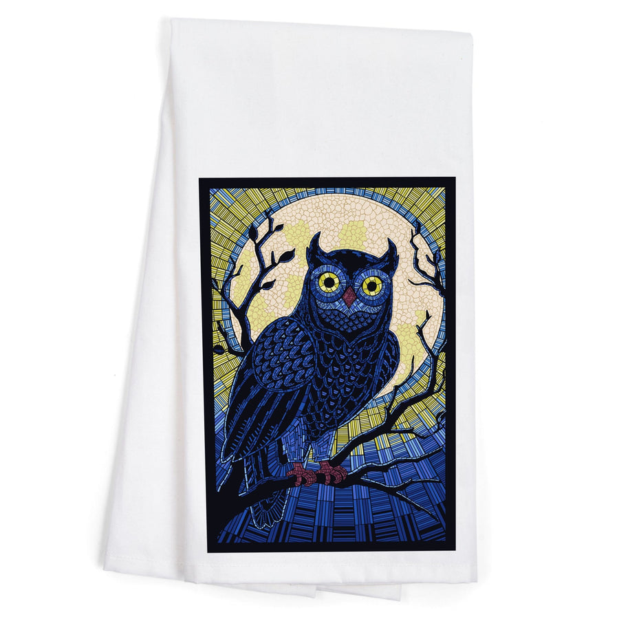 Owl, Paper Mosaic, Organic Cotton Kitchen Tea Towels Kitchen Lantern Press 