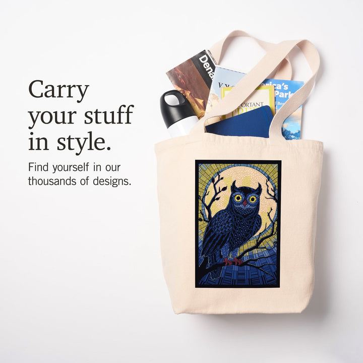 Owl, Paper Mosaic, Tote Bag Totes Lantern Press 