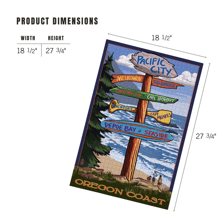 Pacific City, Oregon Destinations Sign, Jigsaw Puzzle Puzzle Lantern Press 