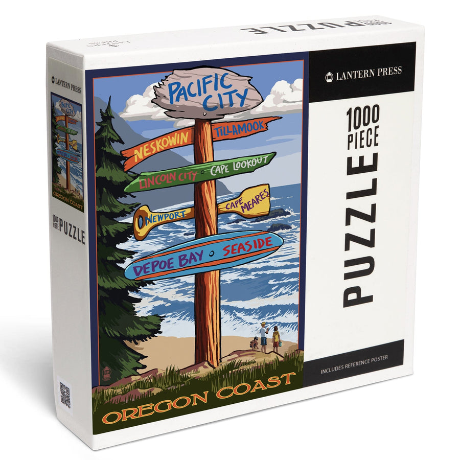 Pacific City, Oregon Destinations Sign, Jigsaw Puzzle Puzzle Lantern Press 