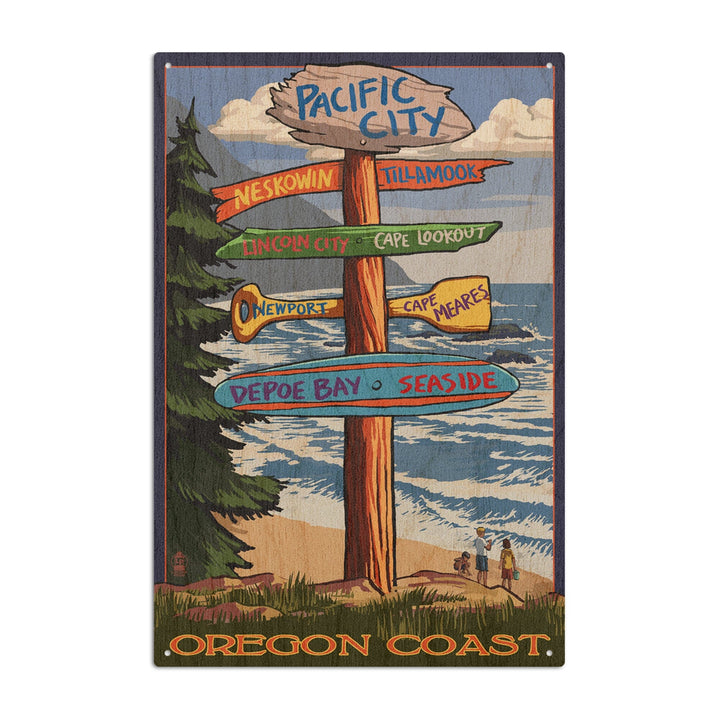 Pacific City, Oregon Destinations Sign, Lantern Press Poster, Wood Signs and Postcards Wood Lantern Press 10 x 15 Wood Sign 