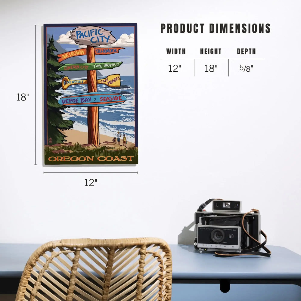 Pacific City, Oregon Destinations Sign, Lantern Press Poster, Wood Signs and Postcards Wood Lantern Press 