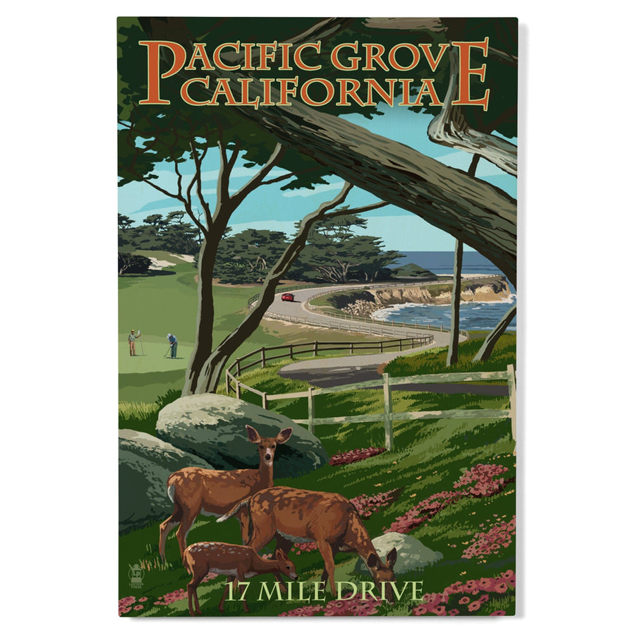 Pacific Grove, California, 17 Mile Drive, Lantern Press Artwork, Wood Signs and Postcards Wood Lantern Press 