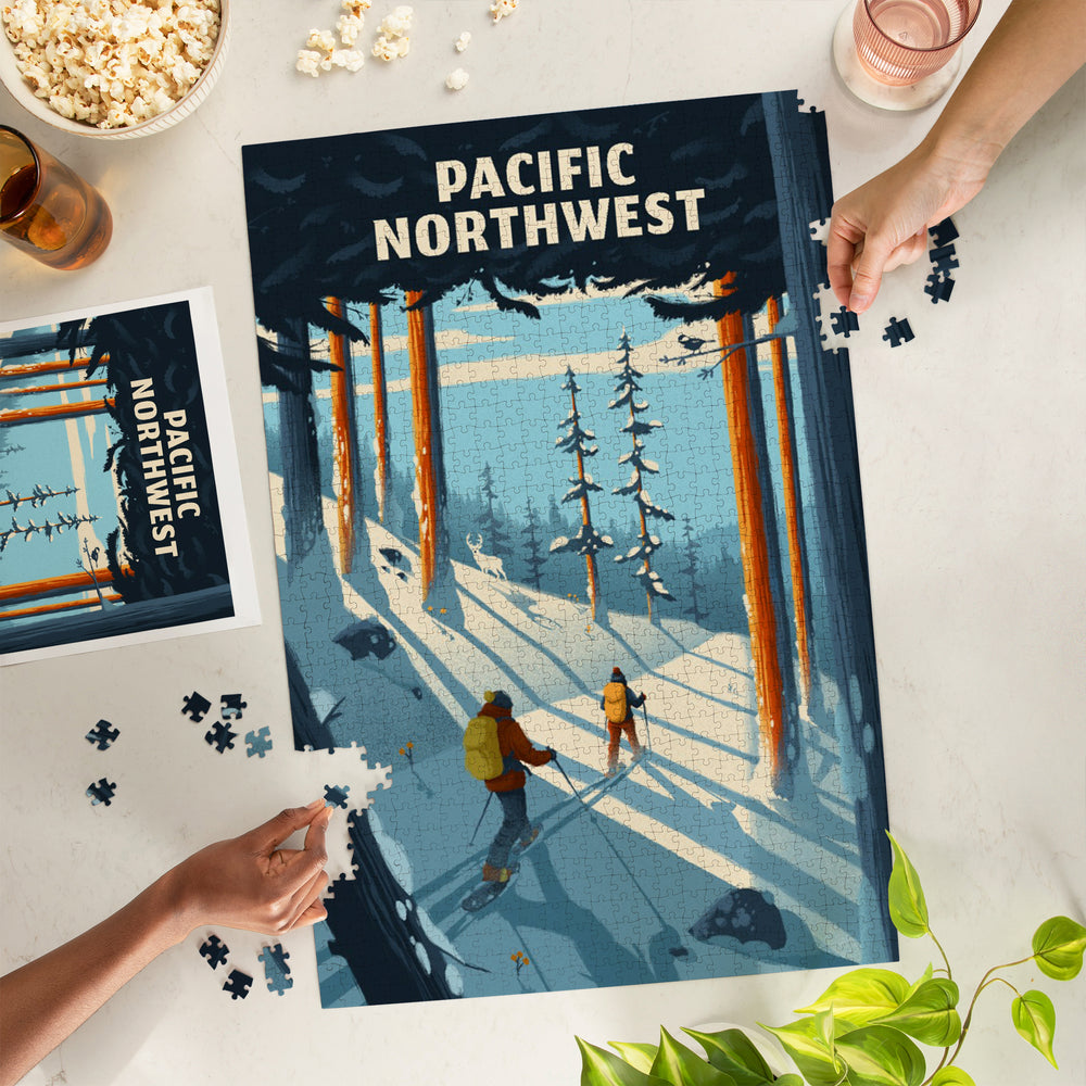 Pacific Northwest, Better on Foot, Snowshoeing, Jigsaw Puzzle Puzzle Lantern Press 