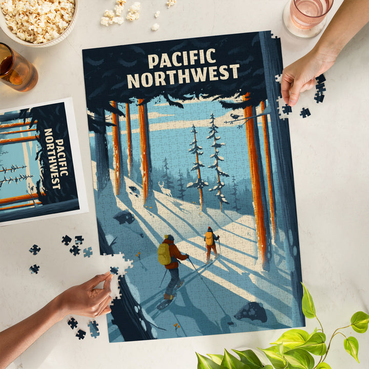 Pacific Northwest, Better on Foot, Snowshoeing, Jigsaw Puzzle Puzzle Lantern Press 