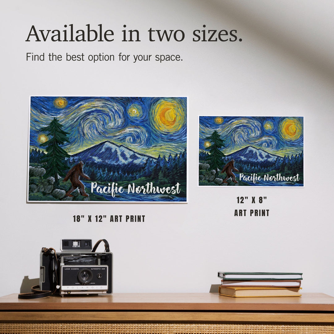 Pacific Northwest, Bigfoot, Starry Night, Art & Giclee Prints Art Lantern Press 