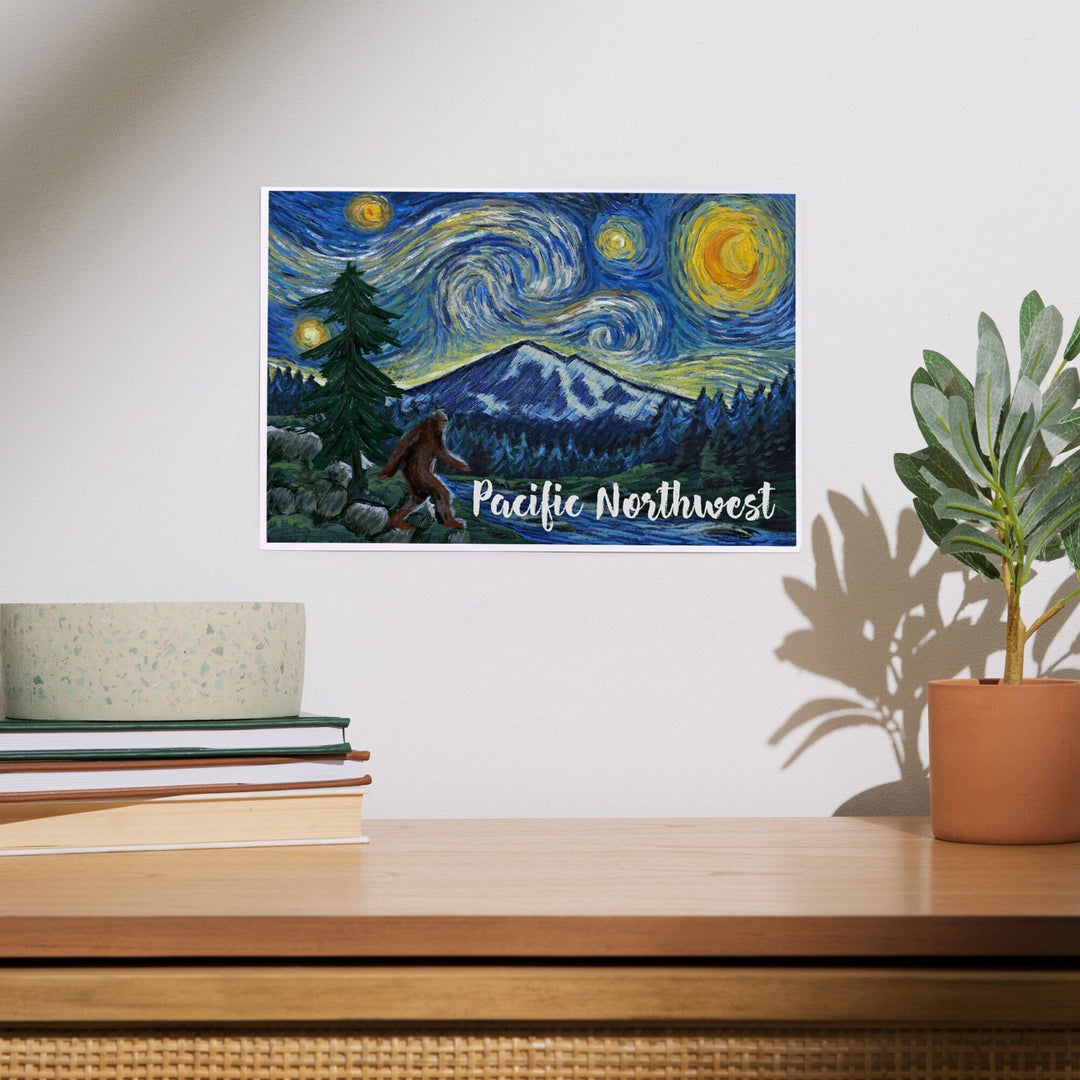 Pacific Northwest, Bigfoot, Starry Night, Art & Giclee Prints Art Lantern Press 