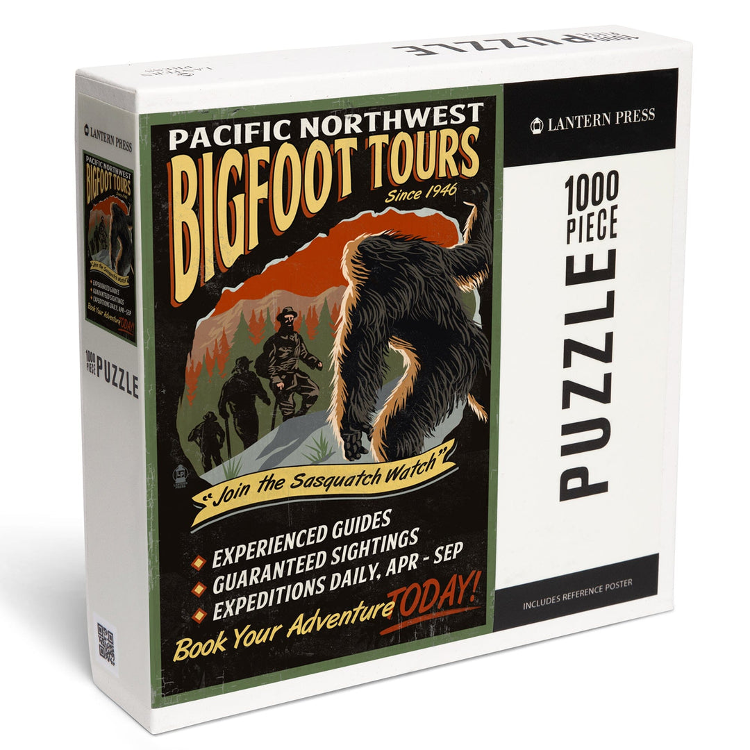 Pacific Northwest, Bigfoot Tours, Vintage Sign, Jigsaw Puzzle Puzzle Lantern Press 