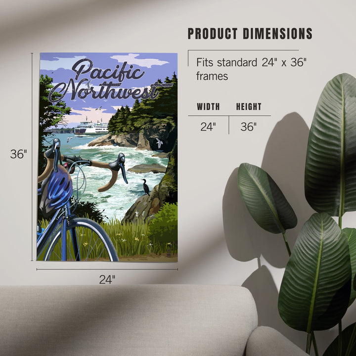 Pacific Northwest, Bike and Ferry, Art & Giclee Prints Art Lantern Press 