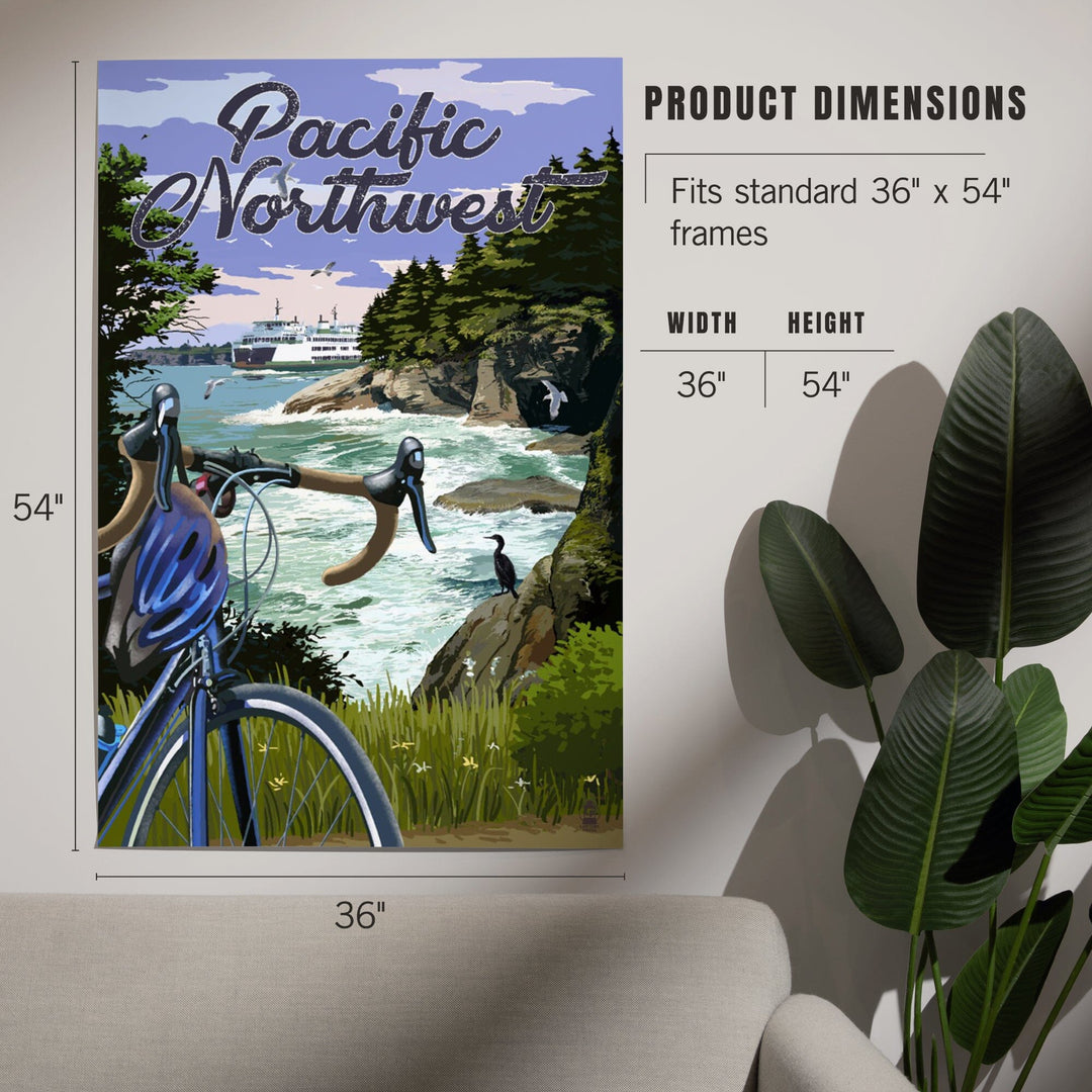 Pacific Northwest, Bike and Ferry, Art & Giclee Prints Art Lantern Press 