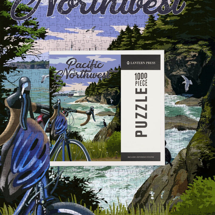 Pacific Northwest, Bike and Ferry, Jigsaw Puzzle Puzzle Lantern Press 