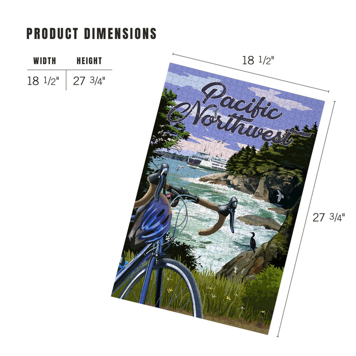 Pacific Northwest, Bike and Ferry, Jigsaw Puzzle Puzzle Lantern Press 