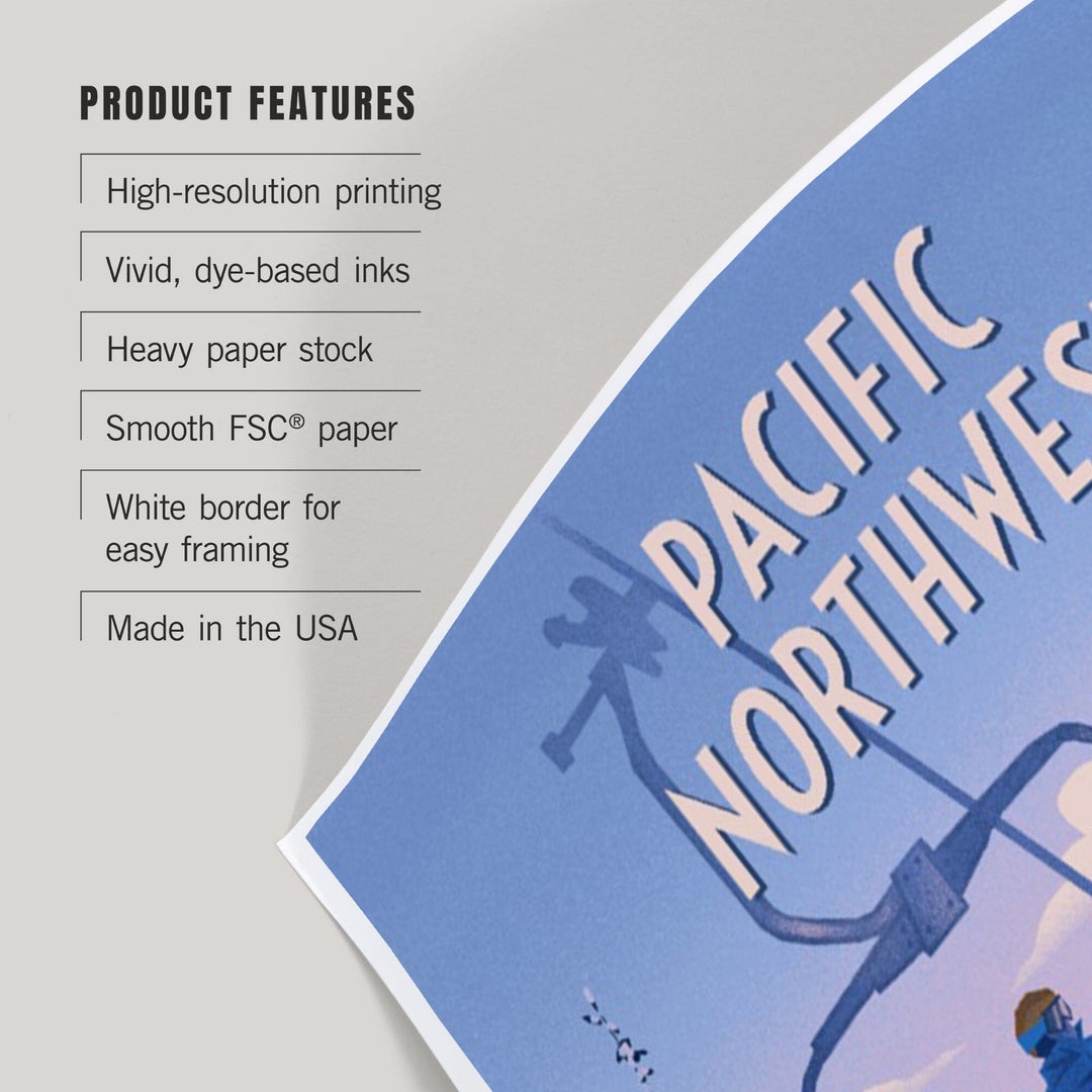 Pacific Northwest, Chill on the Uphill, Ski Lift, Art & Giclee Prints Art Lantern Press 