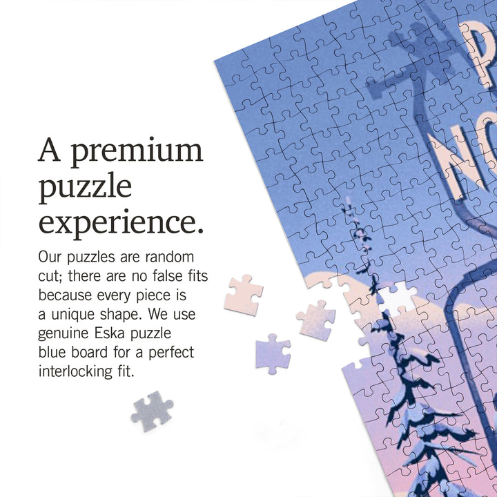 Pacific Northwest, Chill on the Uphill, Ski Lift, Jigsaw Puzzle Puzzle Lantern Press 