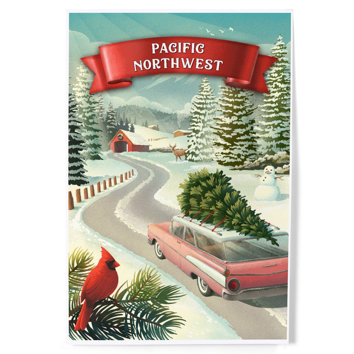 Pacific Northwest, Christmas Holiday Tradition, Art & Giclee Prints Art Lantern Press 12 x 18 Art Print 