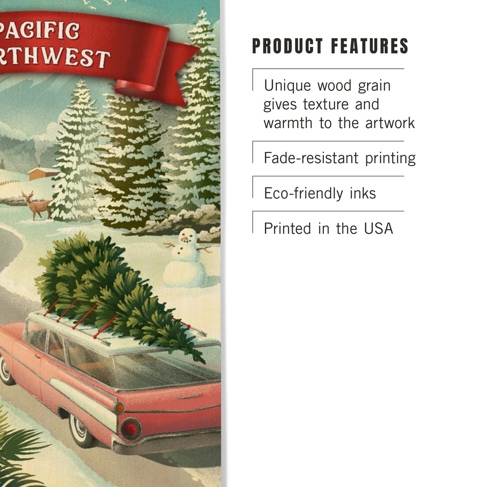 Pacific Northwest, Christmas Holiday Tradition, Wood Signs and Postcards Wood Lantern Press 