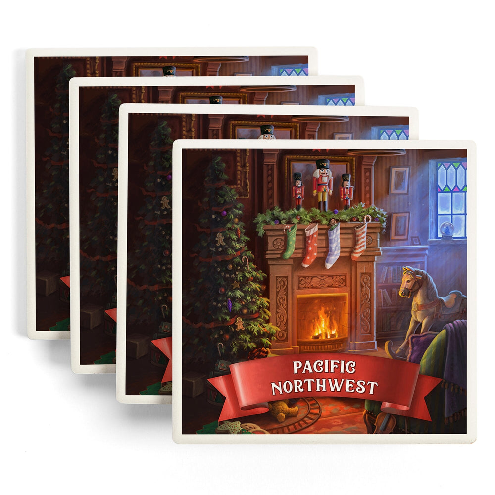 Pacific Northwest, Christmas Morning, Coasters Coasters Lantern Press 
