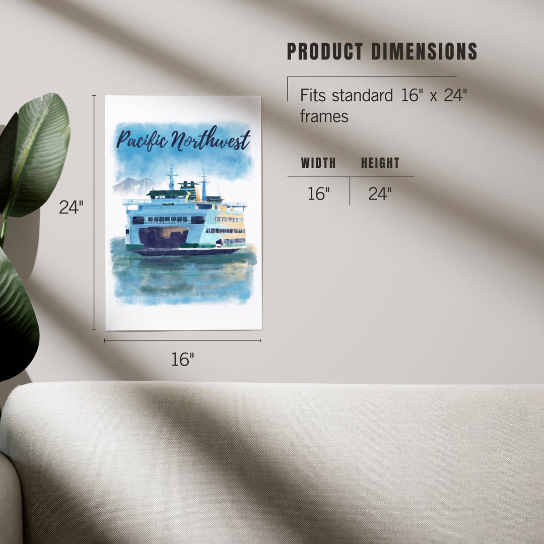 Pacific Northwest, Ferry, Watercolor, Art & Giclee Prints Art Lantern Press 