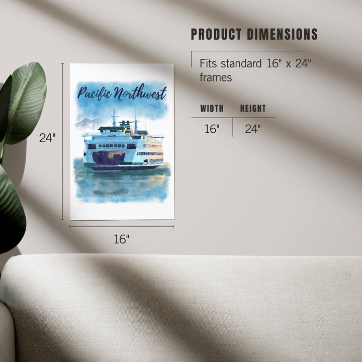Pacific Northwest, Ferry, Watercolor, Art & Giclee Prints Art Lantern Press 