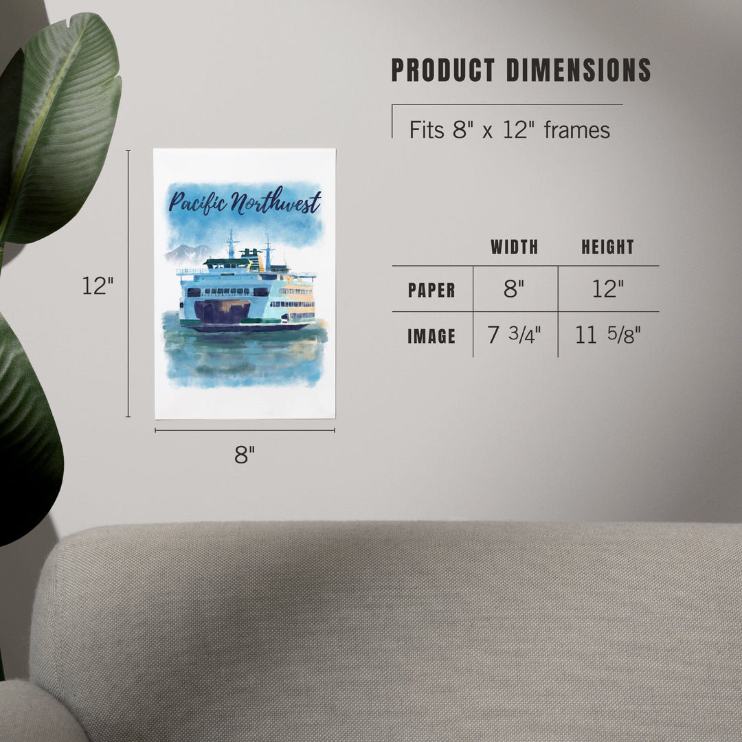 Pacific Northwest, Ferry, Watercolor, Art & Giclee Prints Art Lantern Press 