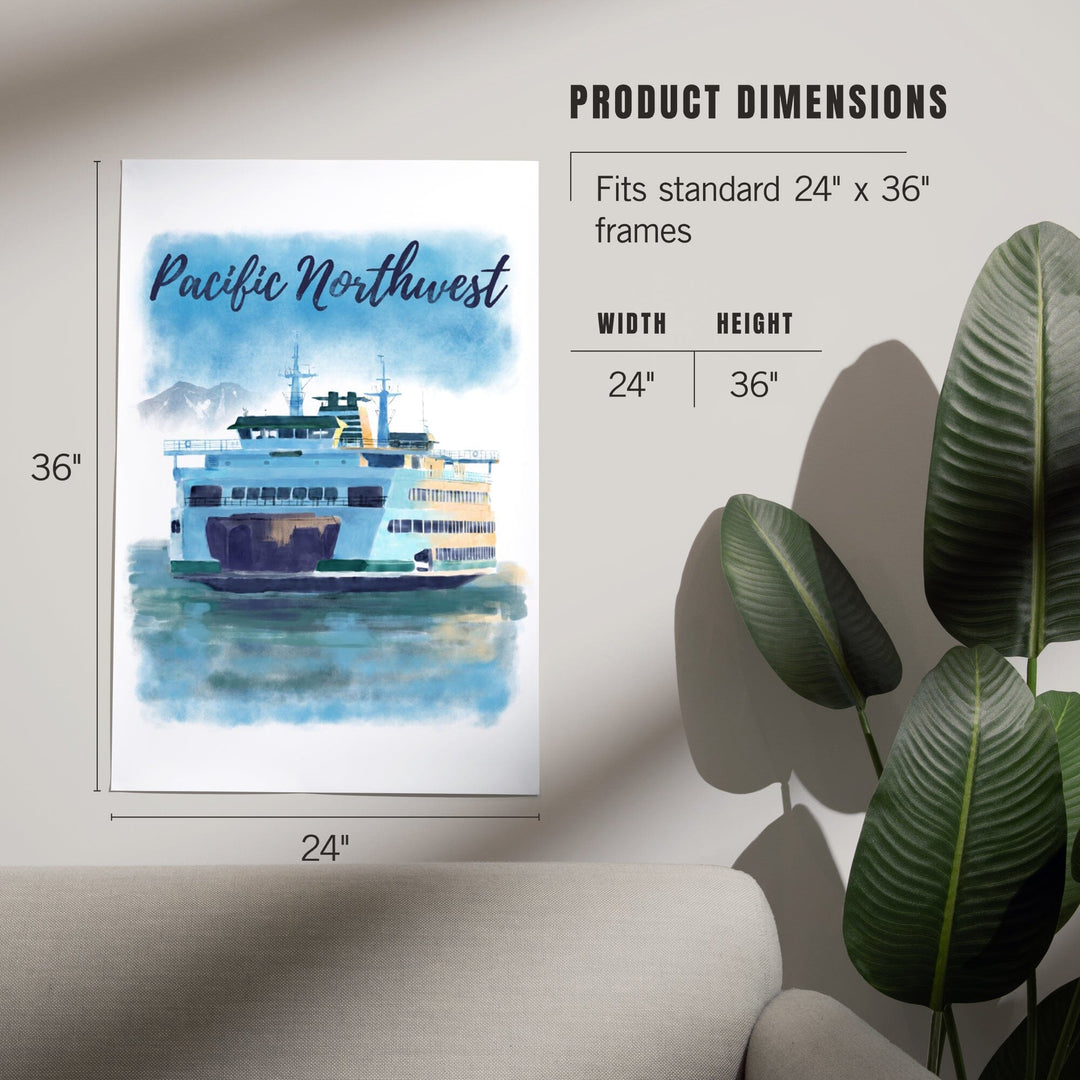 Pacific Northwest, Ferry, Watercolor, Art & Giclee Prints Art Lantern Press 