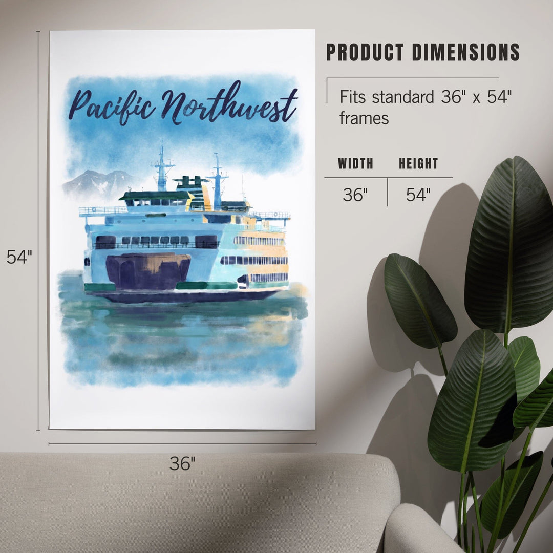 Pacific Northwest, Ferry, Watercolor, Art & Giclee Prints Art Lantern Press 