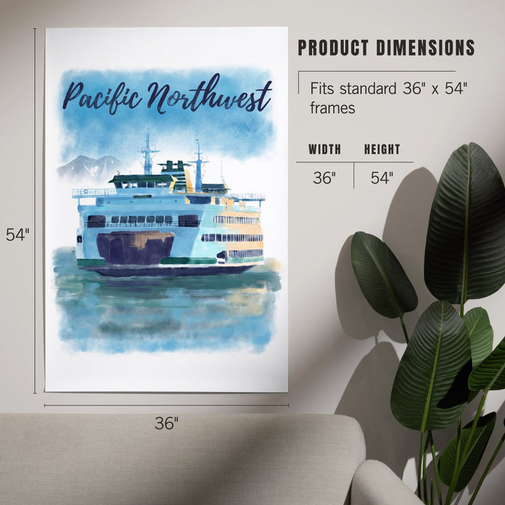 Pacific Northwest, Ferry, Watercolor, Art & Giclee Prints Art Lantern Press 