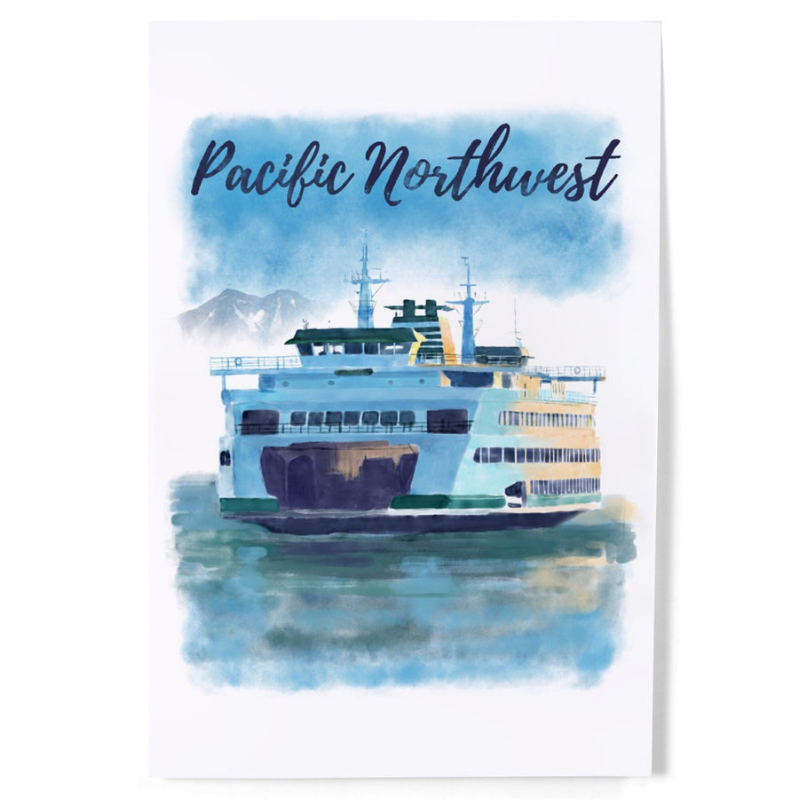 Pacific Northwest, Ferry, Watercolor, Art & Giclee Prints Art Lantern Press 