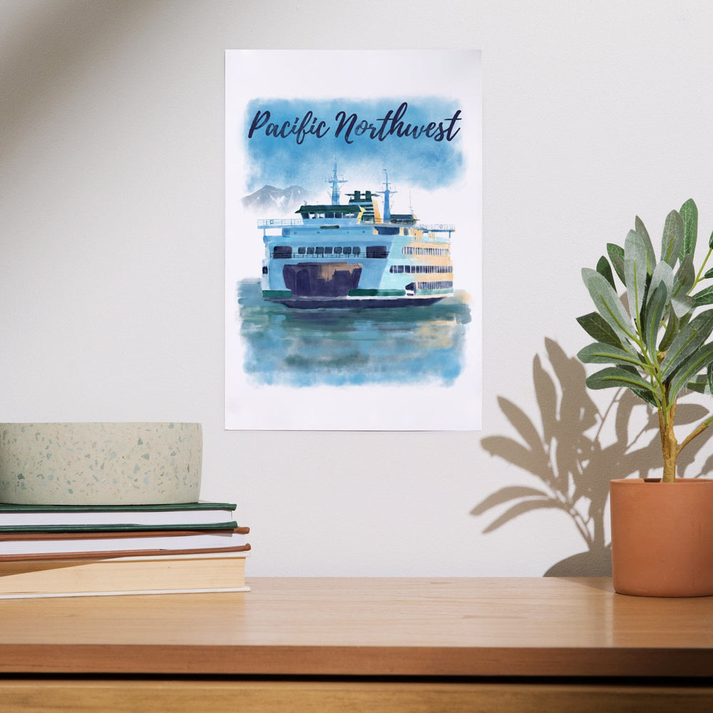 Pacific Northwest, Ferry, Watercolor, Art & Giclee Prints Art Lantern Press 
