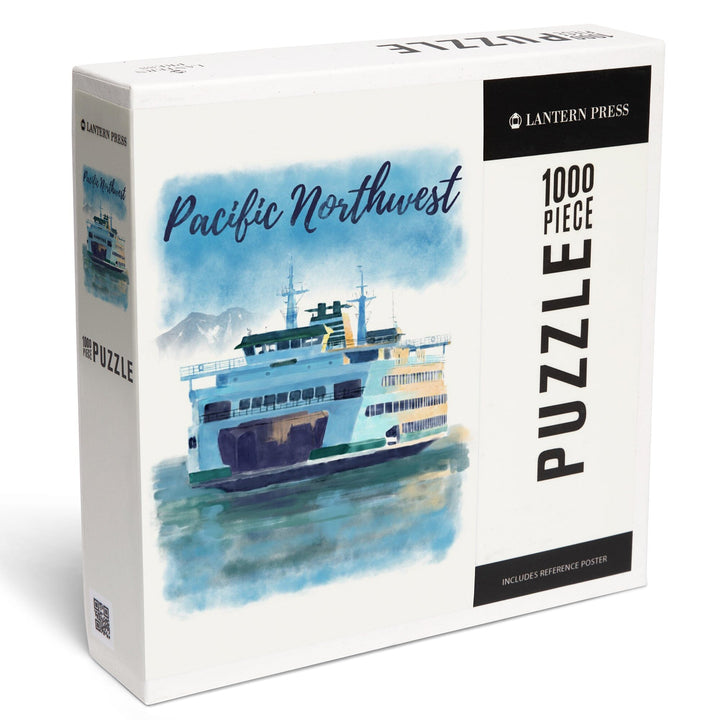 Pacific Northwest, Ferry, Watercolor, Jigsaw Puzzle Puzzle Lantern Press 