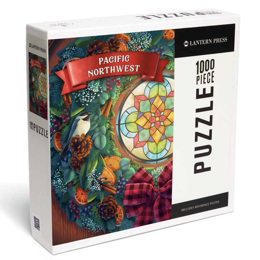 Pacific Northwest, Front Door with Wreath, Jigsaw Puzzle Puzzle Lantern Press 