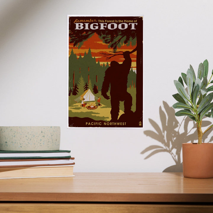 Pacific Northwest, Home of Bigfoot, WPA Style, Art & Giclee Prints Art Lantern Press 