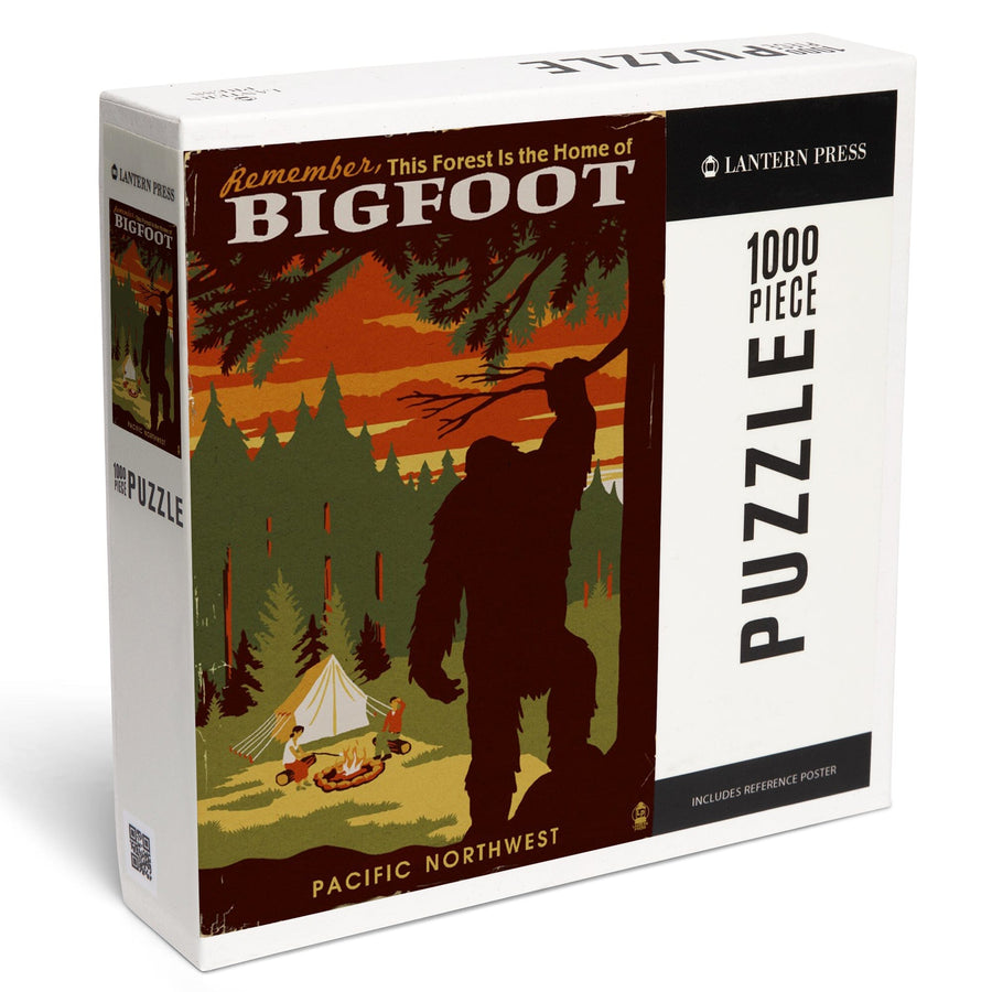 Pacific Northwest, Home of Bigfoot, WPA Style, Jigsaw Puzzle Puzzle Lantern Press 