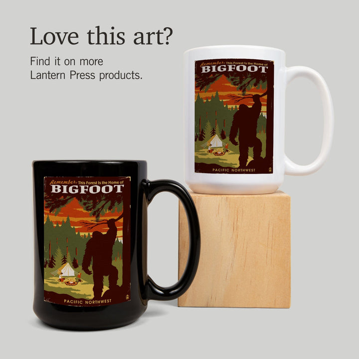 Pacific Northwest, Home of Bigfoot, WPA Style, Lantern Press Artwork, Ceramic Mug Mugs Lantern Press 