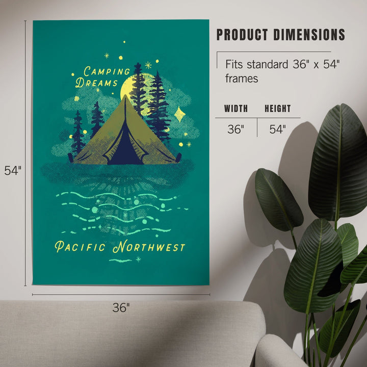 Pacific Northwest, Lake Life Series, Camping Dreams Art Lantern Press 