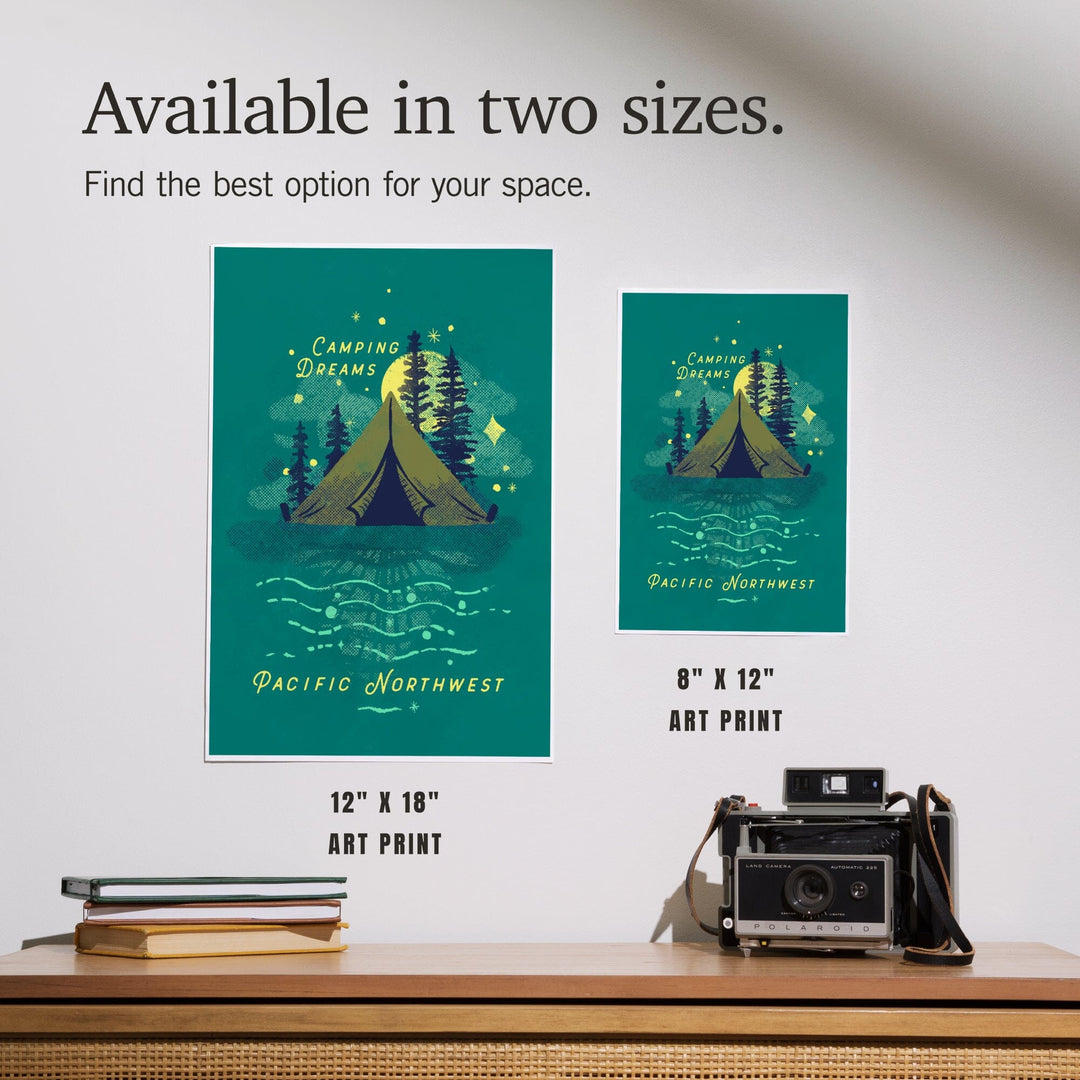 Pacific Northwest, Lake Life Series, Camping Dreams Art Lantern Press 