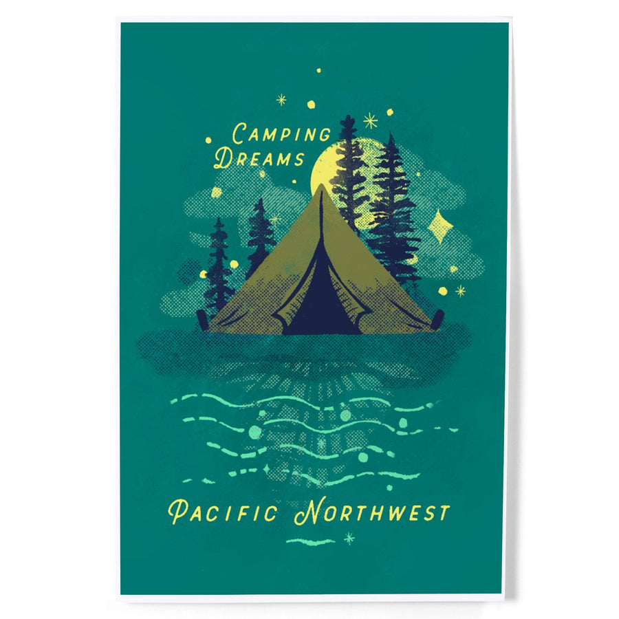 Pacific Northwest, Lake Life Series, Camping Dreams Art Lantern Press 