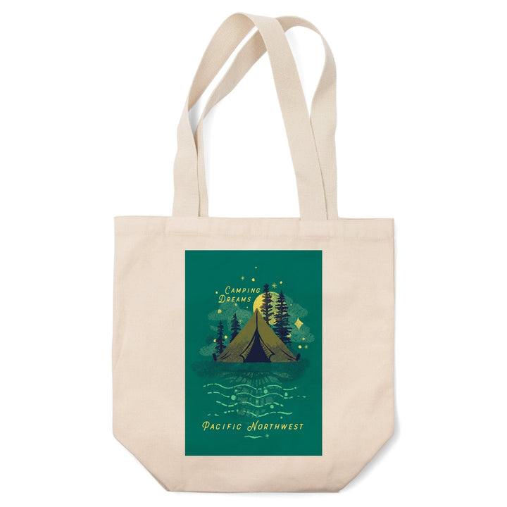 Pacific Northwest, Lake Life Series, Camping Dreams, Tote Bag Totes Lantern Press 