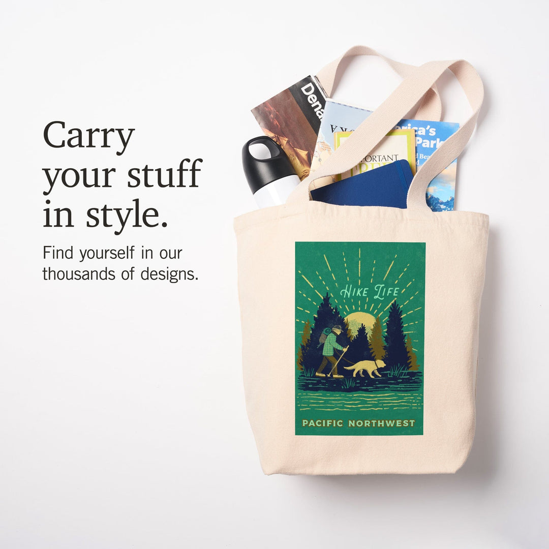 Pacific Northwest, Lake Life Series, Hike Life, Tote Bag Totes Lantern Press 