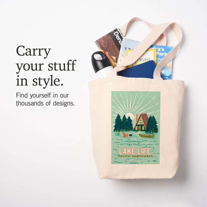 Pacific Northwest, Lake Life Series, Lake Life, Tote Bag Totes Lantern Press 