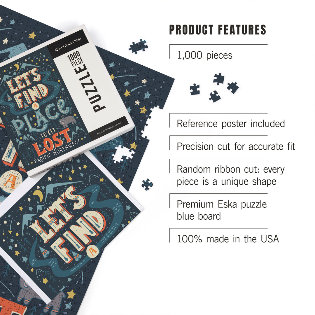 Pacific Northwest, Let's Find a Place to Get Lost, Jigsaw Puzzle Puzzle Lantern Press 