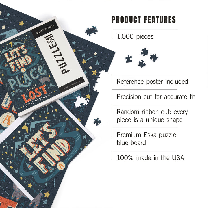 Pacific Northwest, Let's Find a Place to Get Lost, Jigsaw Puzzle Puzzle Lantern Press 