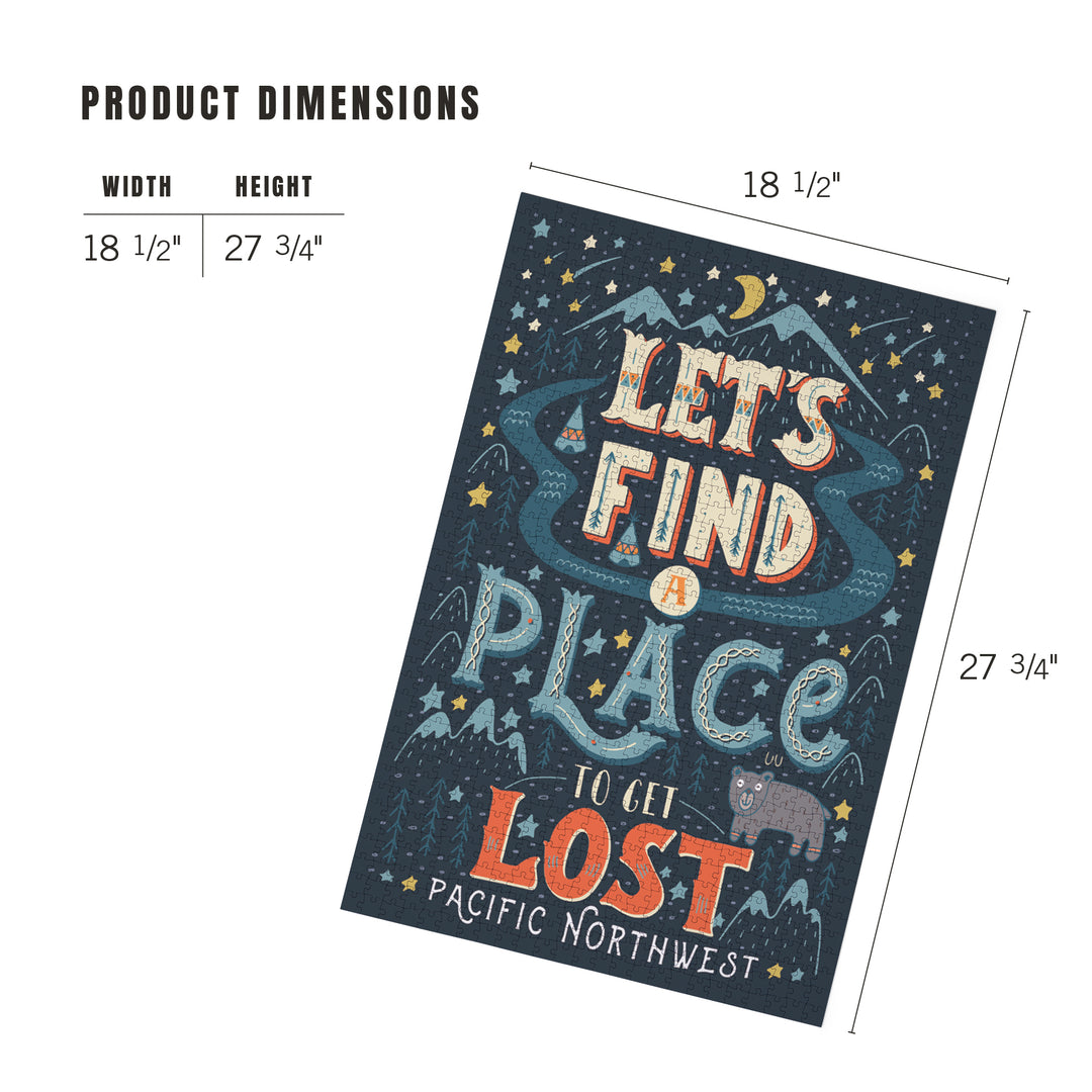 Pacific Northwest, Let's Find a Place to Get Lost, Jigsaw Puzzle Puzzle Lantern Press 