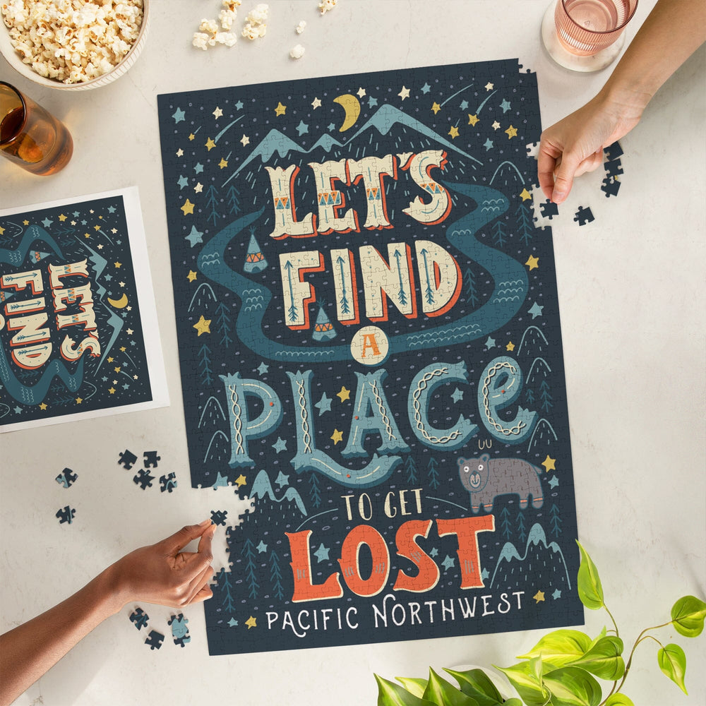 Pacific Northwest, Let's Find a Place to Get Lost, Jigsaw Puzzle Puzzle Lantern Press 