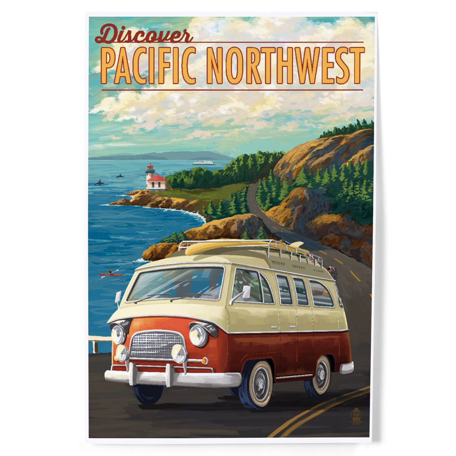 Pacific Northwest, LP Camper Van, Art & Giclee Prints Art Lantern Press 